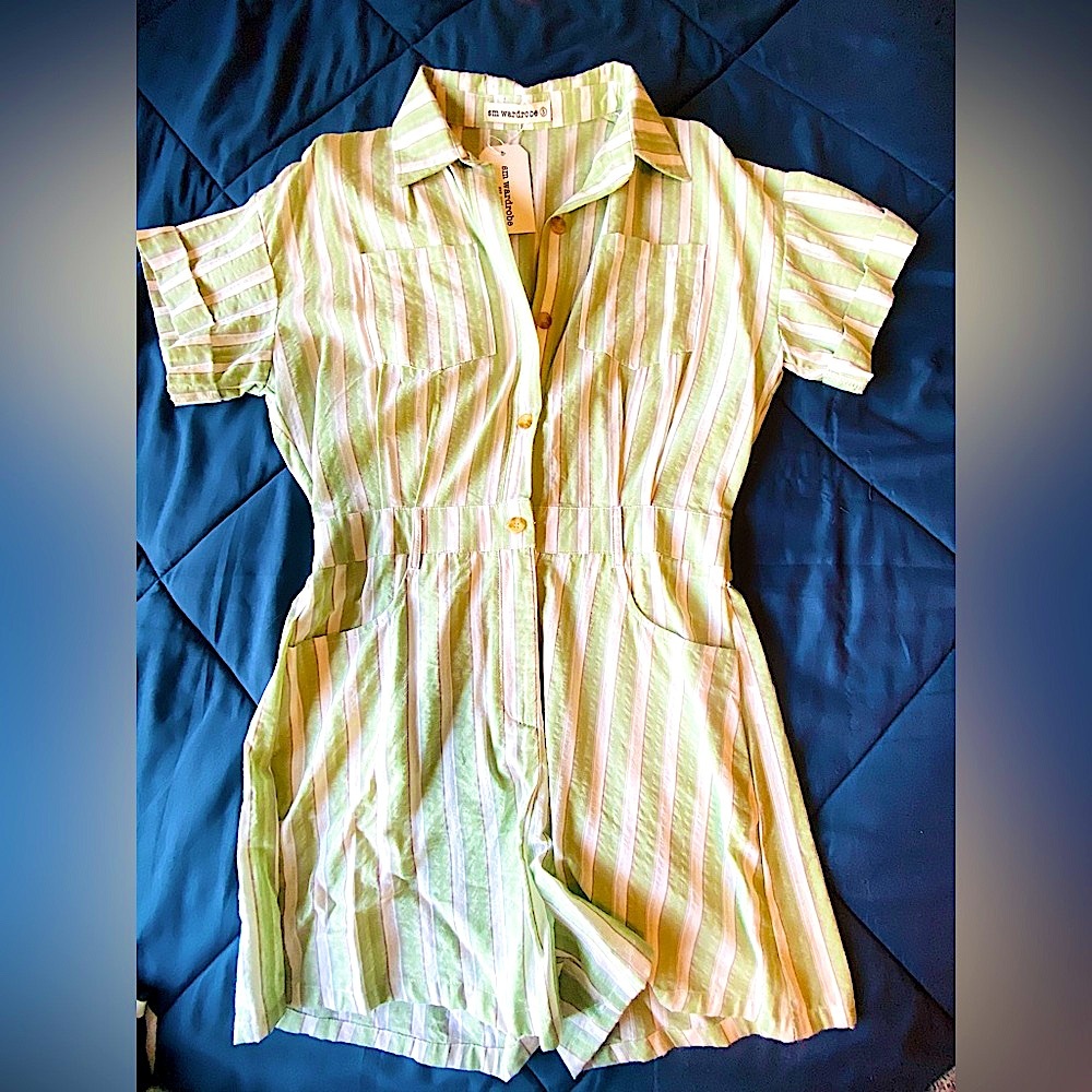 Striped Short Sleeved Romper